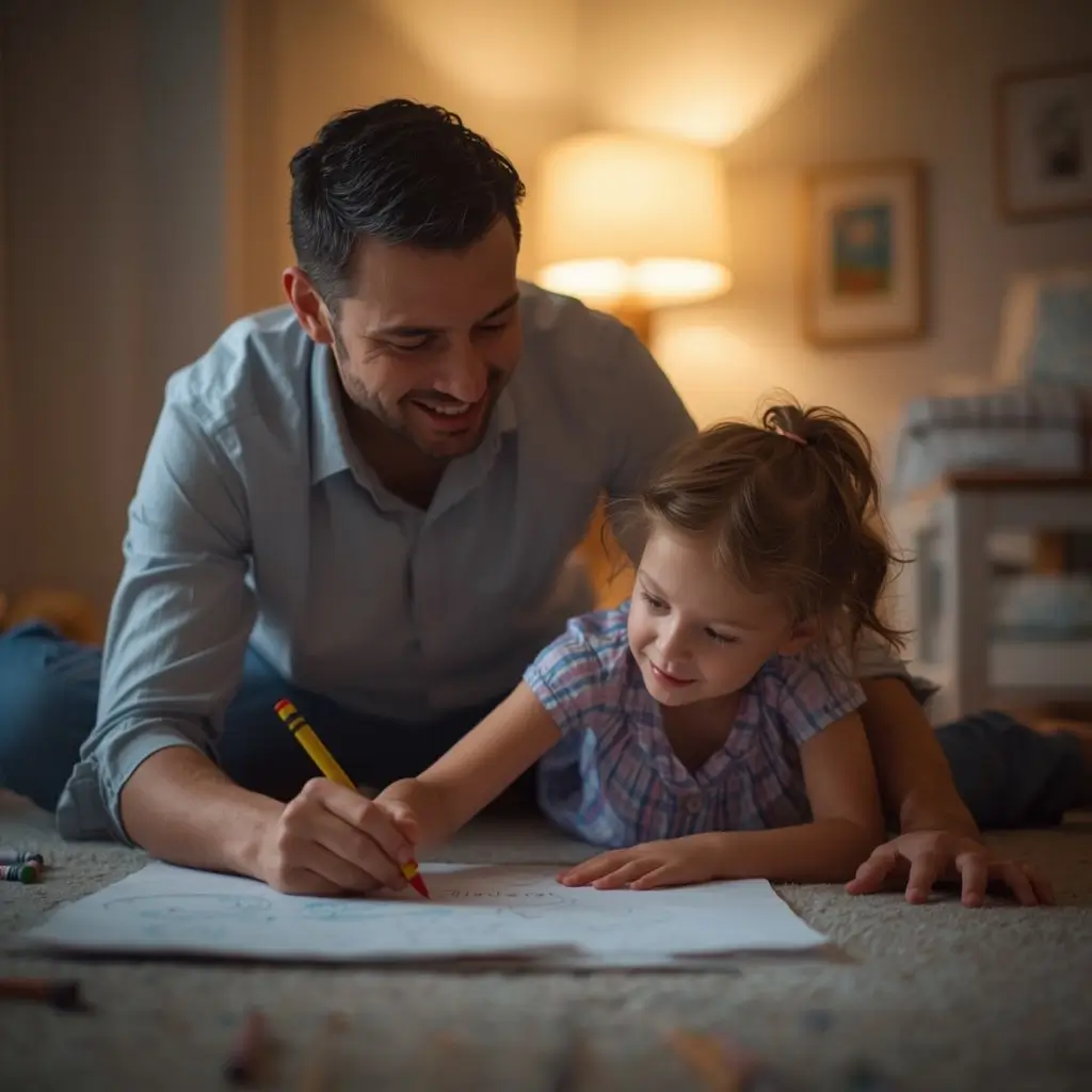 Совместное рисование отца с дочерью против детских страхов