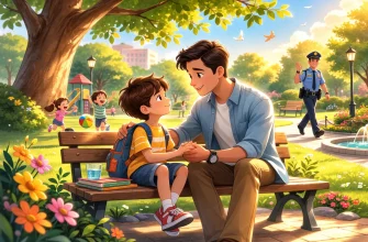 Правила безопасности для детей: как научить не разговаривать с незнакомцами 6 Родитель учит ребенка безопасности на улице: доверительный разговор о том, как вести себя с незнакомыми людьми, в спокойной обстановке парка