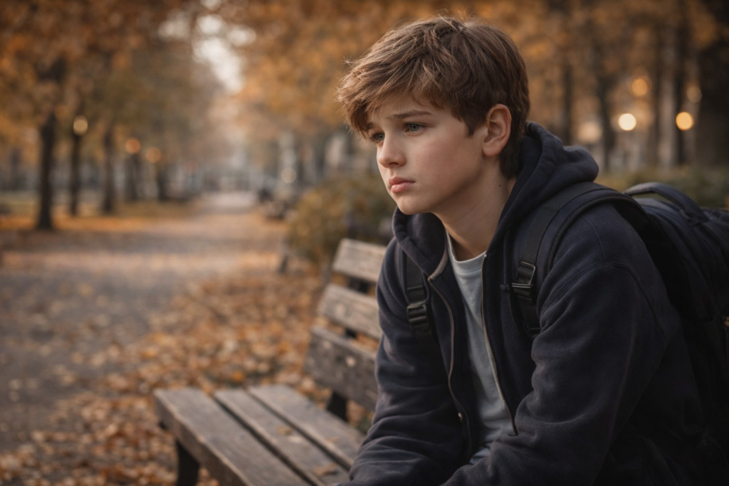Ребенок прогуливает школу: причины и действия родителей 4 подросток прогуливает школу грустный мальчик сидит на скамейке в парке с рюкзаком